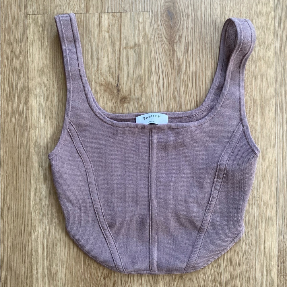 Babaton Aritzia Sculpt Knit Bustier Tank Warm Taupe S